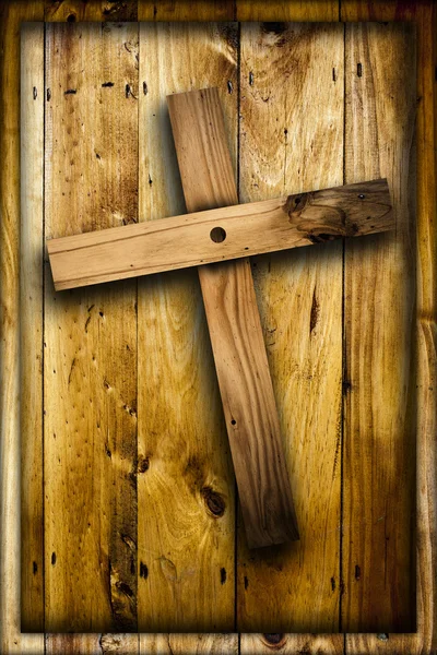 Cross on wooden background. — Stock Photo, Image