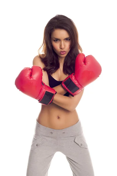 Boxeadora femenina o boxeadora de patadas . — Foto de Stock