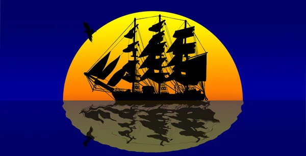 Illustration eines Segelschiffs. — Stockfoto