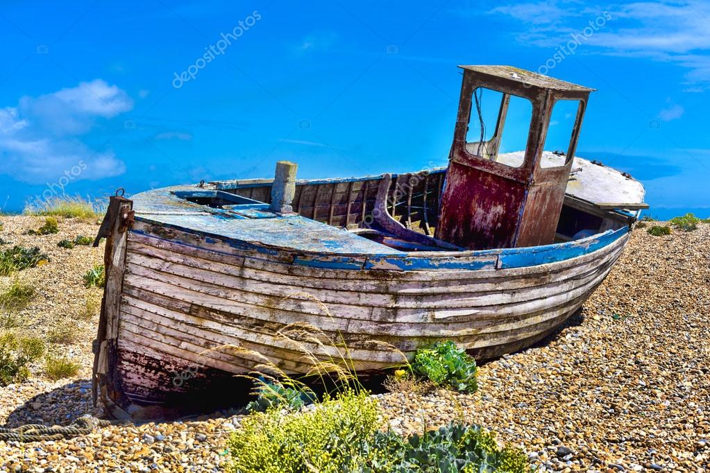 Old wooden fishing boat. — Stock Photo © bluefern #93649312