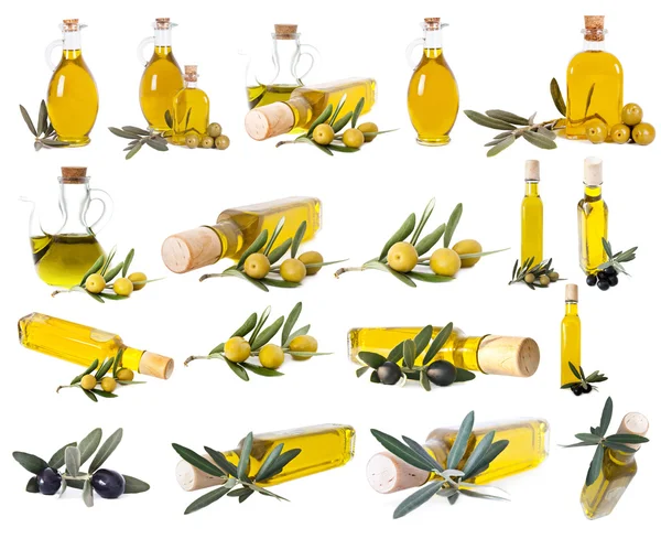 Zestaw oliwy i oliwki — Zdjęcie stockowe