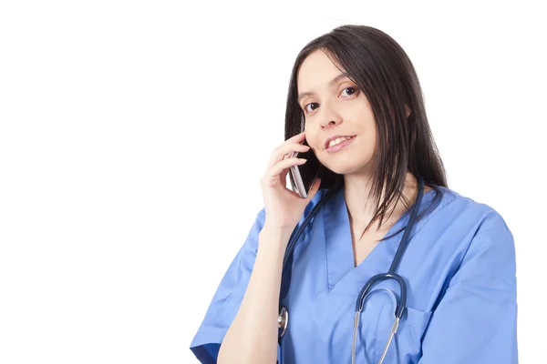 Medico con telefono — Foto Stock