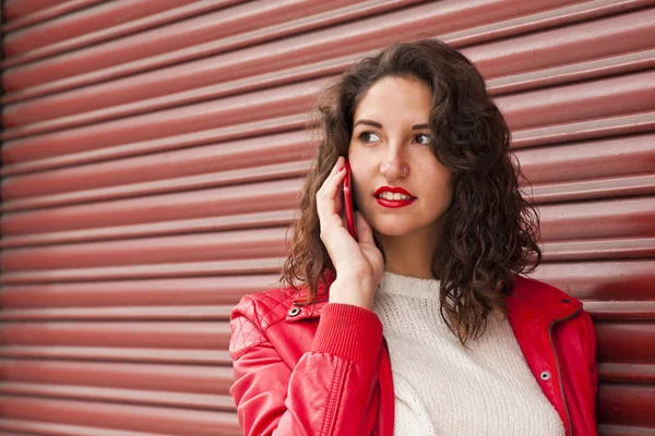 Woman with mobile — Stock Photo, Image