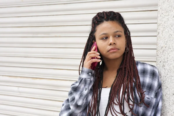 Girl with mobile — Stock Photo, Image