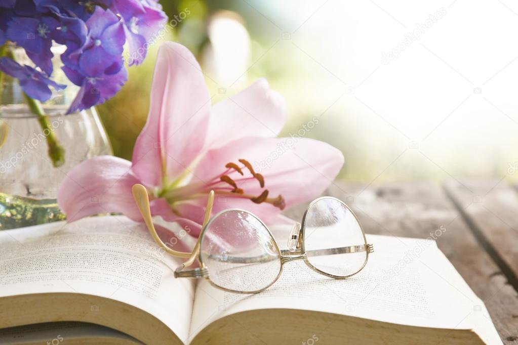 books with flowers