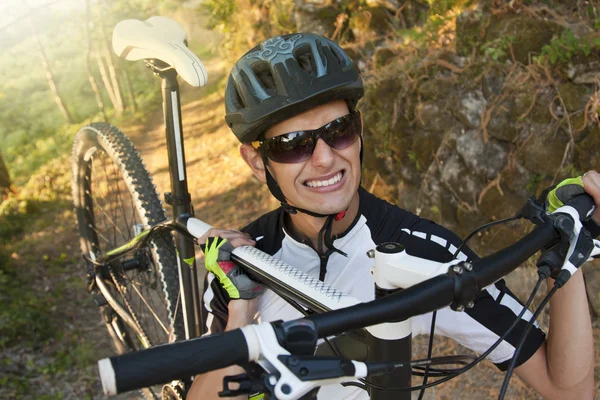 Mountain biker, cycling — Stock Photo, Image