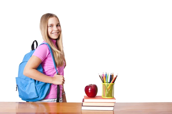 Menina com a mochila — Fotografia de Stock