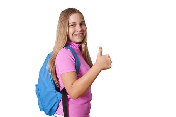 Flicka med ryggsäck — Stockfoto