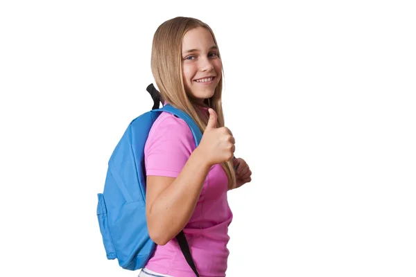 Menina com a mochila — Fotografia de Stock