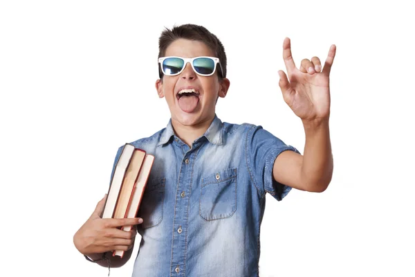 Niño con libros —  Fotos de Stock