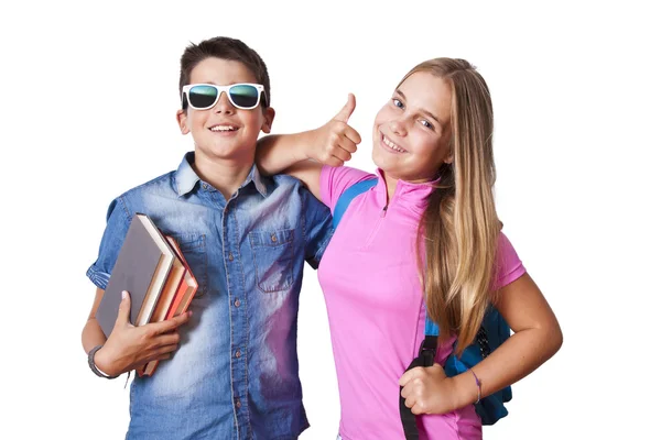 Boy and girl with books — Stock Photo, Image