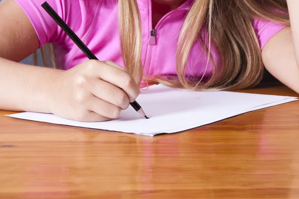 Student's hand writing — Stock Photo, Image