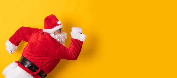 Santa Claus Izolované Pozadí Běží Nebo Utíká Rychle — Stock fotografie