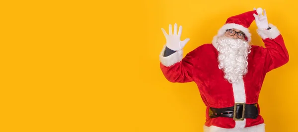 Santa Claus Απομονωμένο Έγχρωμο Φόντο Χώρο Για Διαφημίσεις Κειμένου Εμπορικών — Φωτογραφία Αρχείου