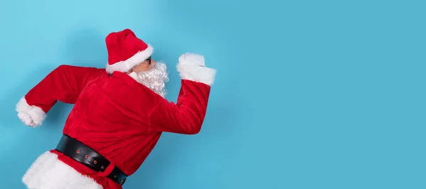 Santa Claus Běží Izolované Pozadí — Stock fotografie