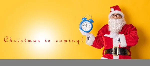 Isolated Santa Claus Clock Announcing Christmas — Stock Photo, Image