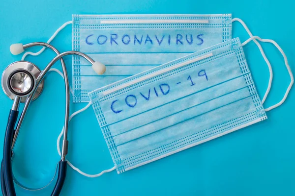 Máscara Protección Contra Coronavirus Estetoscopio —  Fotos de Stock