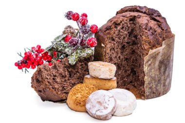 çikolata panettone ve noel şekeri izole