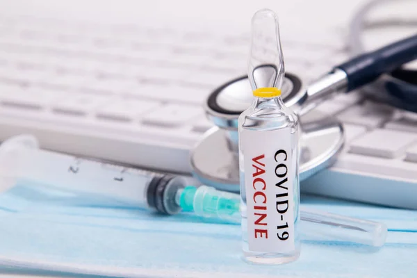 Coronavirus Vaccine Vial Healthcare Medical Background — Stock Photo, Image