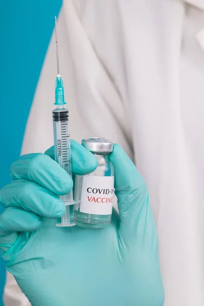 Hand Gloves Coronavirus Vaccine — Stock Photo, Image