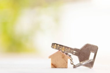 Doğal arkaplanı olan ev anahtarı halkası