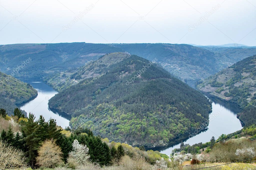 landscape of the ribeira sacra natural park in the sil canyon, galicia