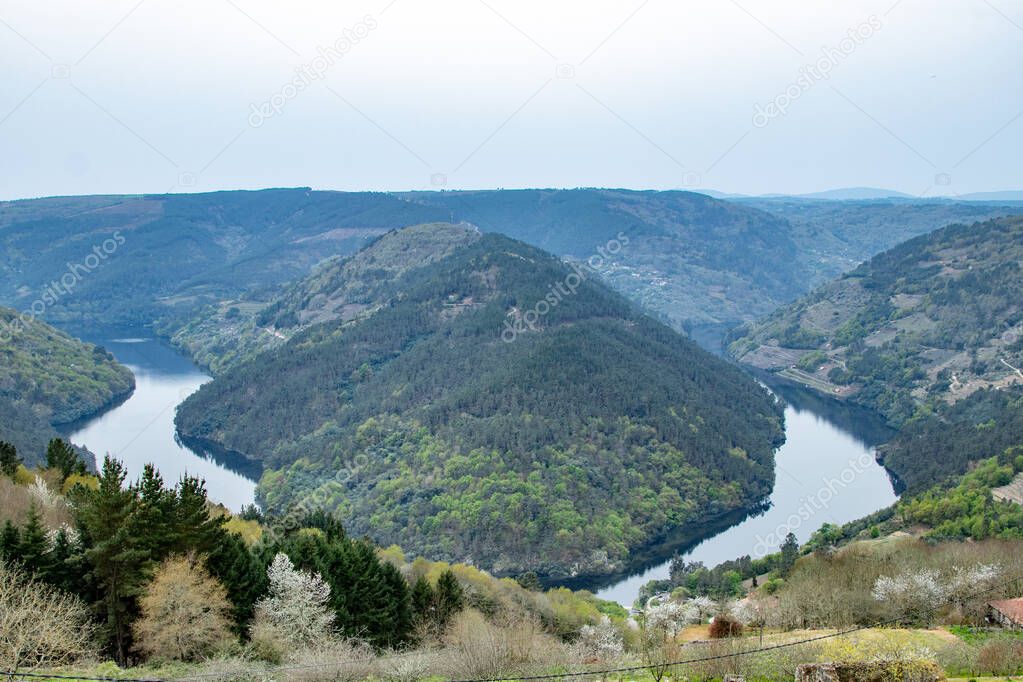 landscape of the ribeira sacra natural park in the sil canyon, galicia