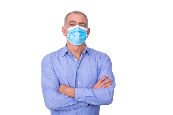 Isolated Adult Man Sanitary Mask — Stock Photo, Image