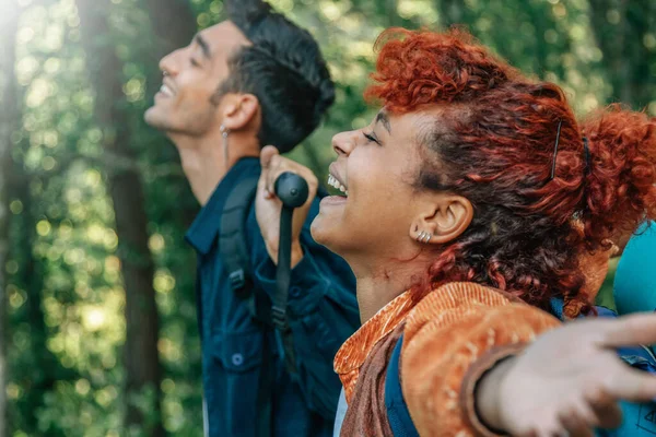 happy young people smiling travel, hiking