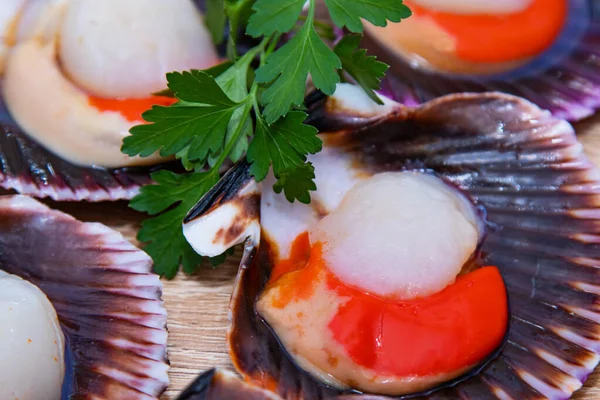 Scallops Clean Raw Shells — Stock Photo, Image