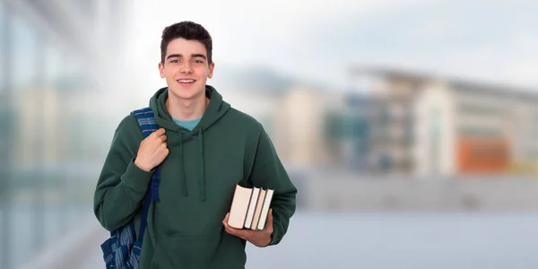 Étudiant Avec Livres École — Photo