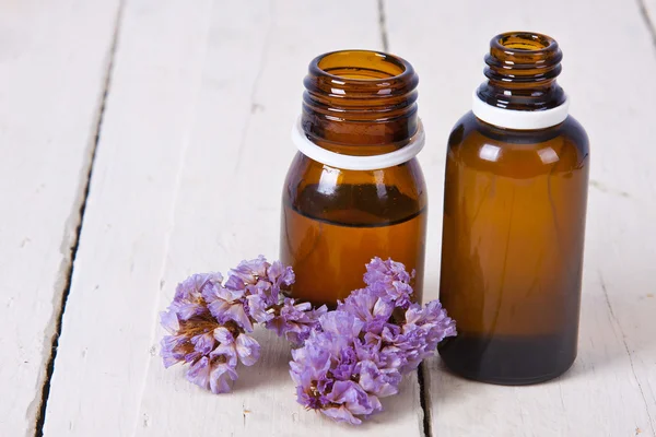 Bottles of massage oil — Stock Photo, Image