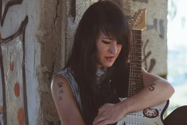 Music, young woman — Stock Photo, Image