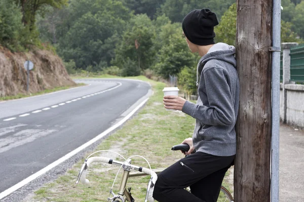 Young boy with bike — Stock Photo, Image