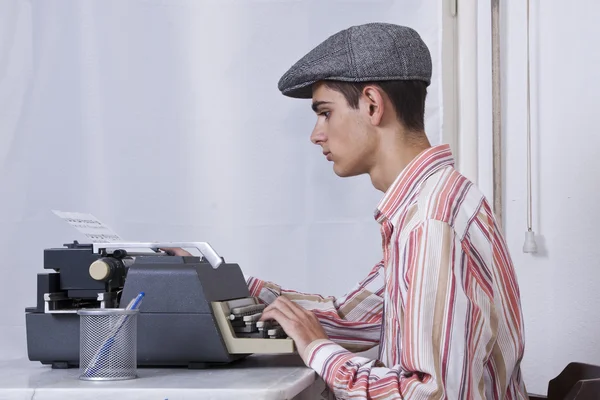man with typewriter