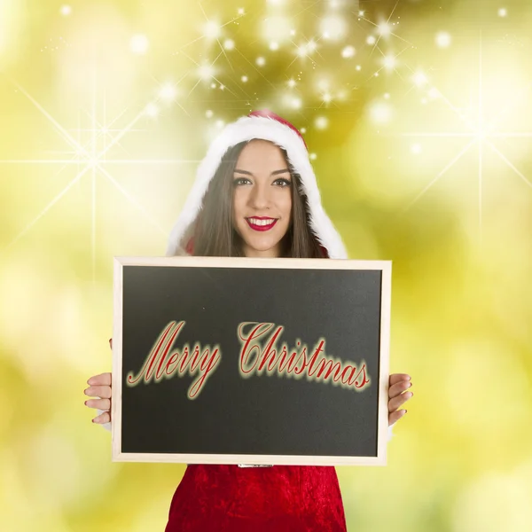 Santa Claus with board — Stock Photo, Image