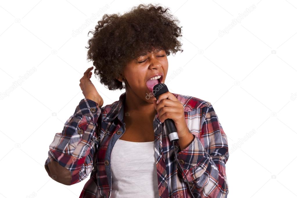 girl singin isolated