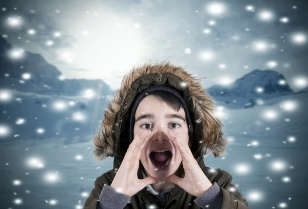 Child in snow — Stock Photo, Image