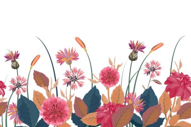 Çiçeksiz vektör sınırı. Çiçek arkaplanı. Kusursuz desen.