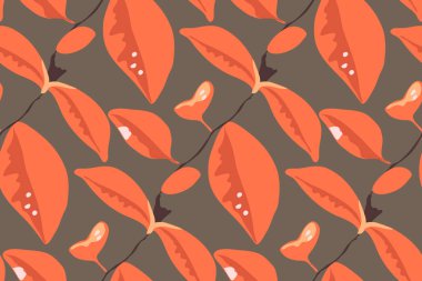 Çiçeksiz vektör deseni. Dallardaki kırmızı yapraklar.