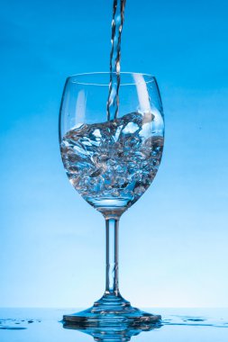 Su bardağa sıçrar. 