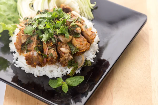 Spicy Fried Pork with Rice — Stock Photo, Image
