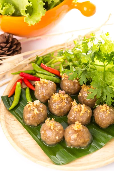 Tapioca ballen met varkensvlees vullen — Stockfoto