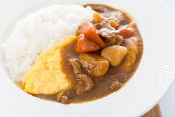 Curry pork and omelette — Stock Photo, Image