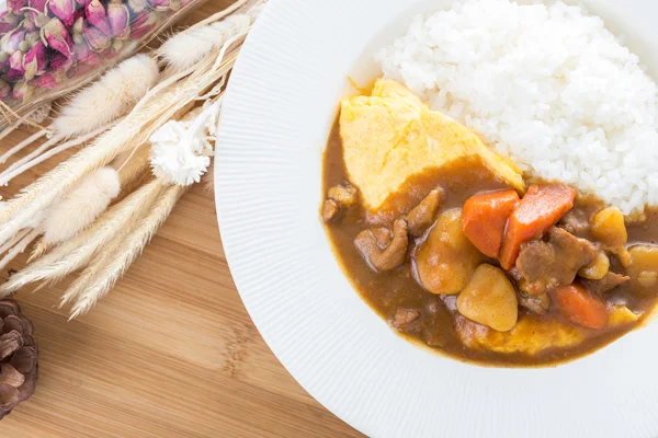 Curry pork and omelette — Stock Photo, Image