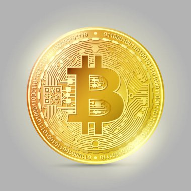 Dijital kriptografik para birimi bitcoin 'in altın parlaklığındaki görüntüsü