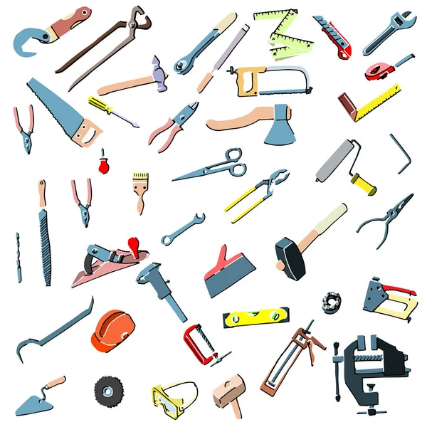 Çalışan inşaat araçları Renkli karalama koleksiyonu