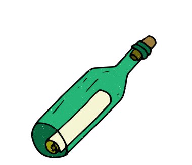 Şişede mektup karalaması.