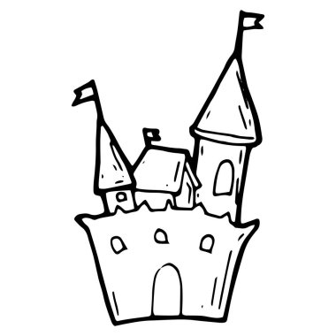 el çizimi cadılar bayramı şatosu çizimi karalama stilinde