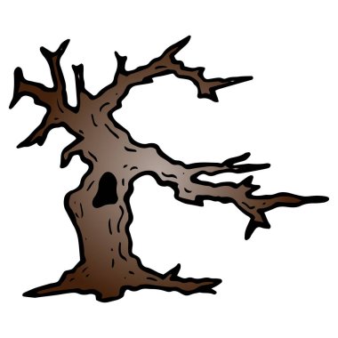 el çizimi eski cadılar bayramı ağaç çizimi karalama stilinde